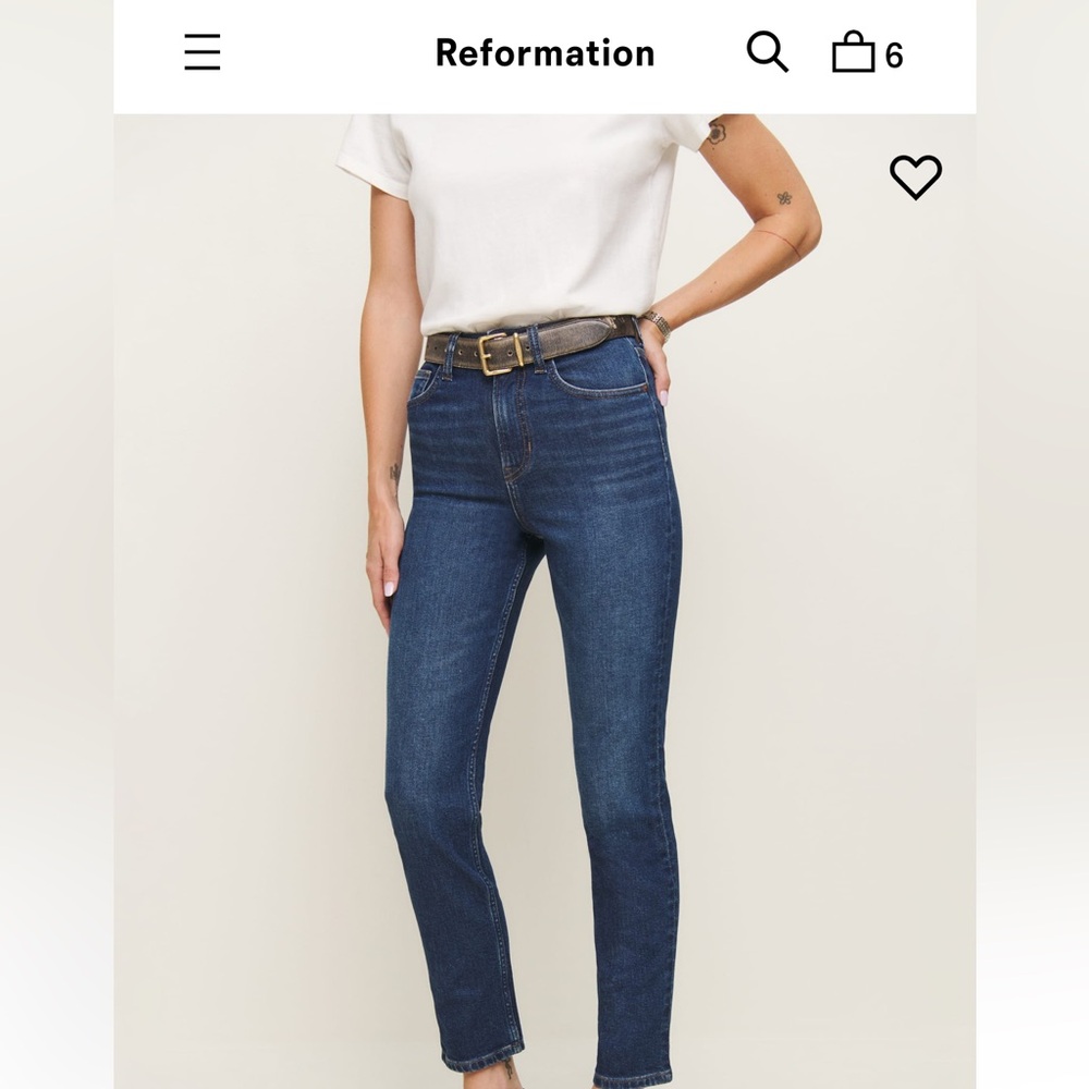 Reformation Ezra Super Stretch High Rise Straight Jeans Blue - Size 25